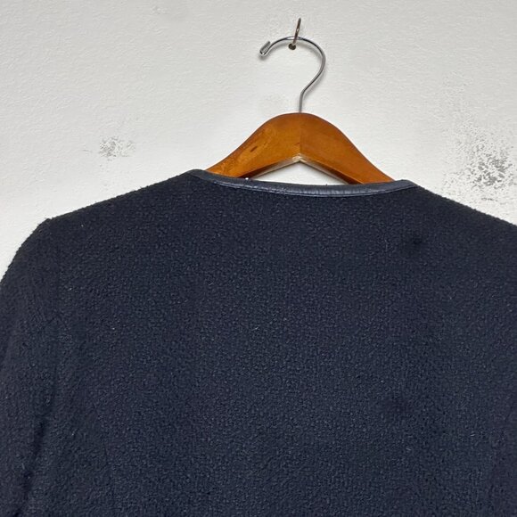 Banana Republic Sweater Women 8 Wool Blend Full Zip Sequined Metallic Black Grey - Picture 11 of 13